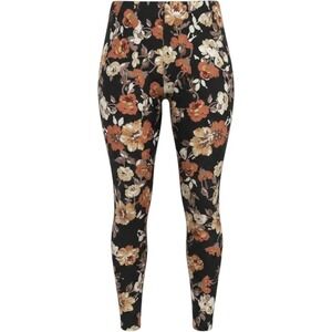 Lily by Firmiana Leggings Womens XL Black Orange Floral Stretch High Rise Boho